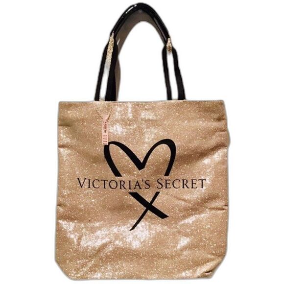 Victoria’s Secret Gold and Black Shimmery Tote Bag NWT - Picture 1 of 4